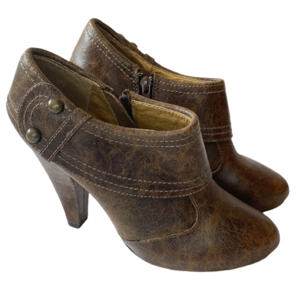 SEYCHELLES Brown Fiddle Cracked Leather Platform Boot Ankle Bootie